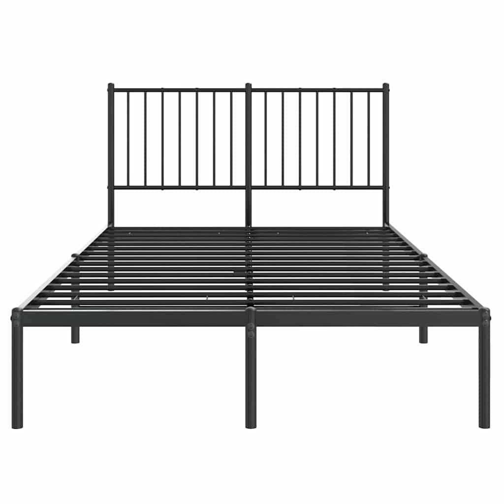 Metalni okvir za krevet s uzglavljem crni 120x200 cm