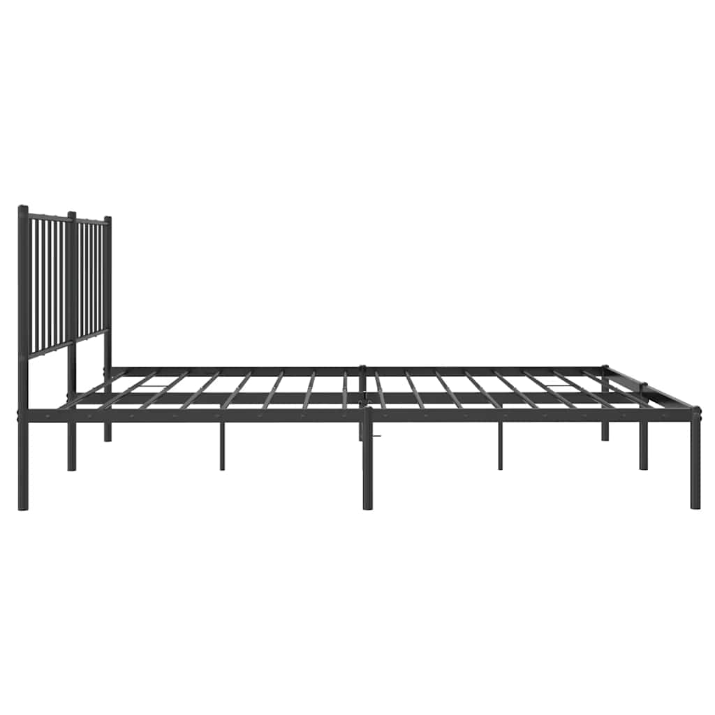 Metalni okvir za krevet s uzglavljem crni 120x200 cm