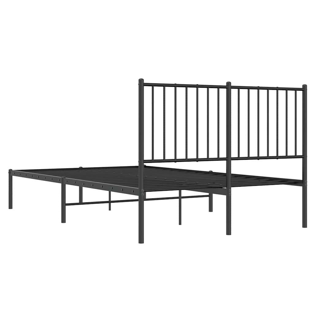 Metalni okvir za krevet s uzglavljem crni 120x200 cm