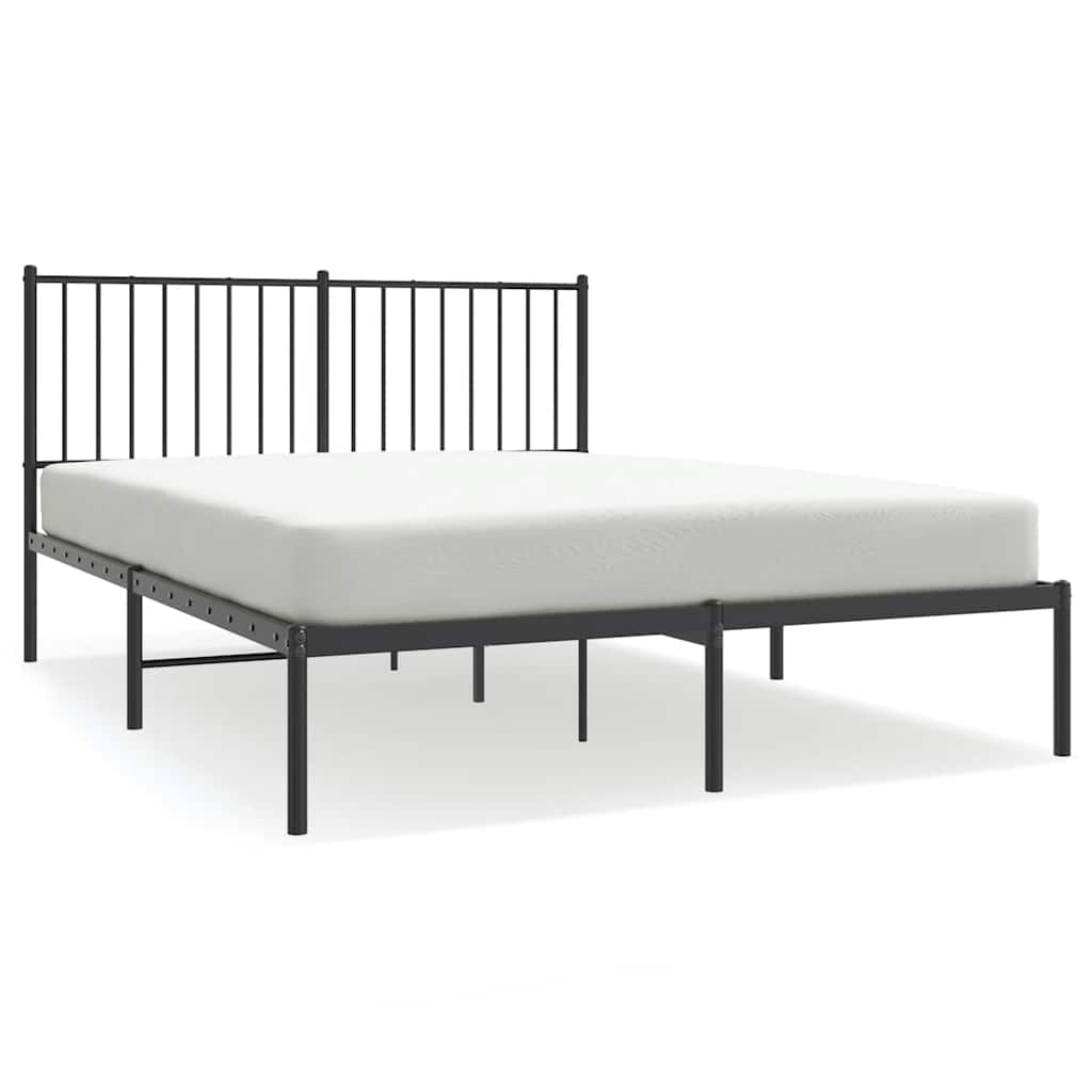 Metalni okvir za krevet s uzglavljem crni 135x190 cm