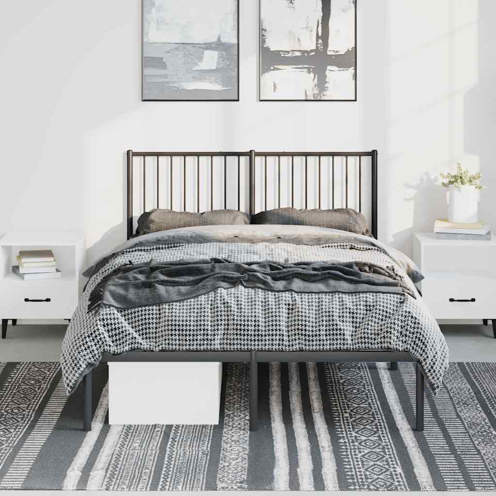 Metalni okvir za krevet s uzglavljem crni 135x190 cm