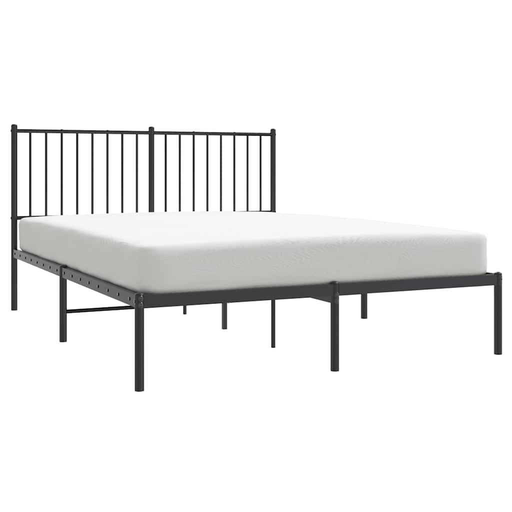 Metalni okvir za krevet s uzglavljem crni 135x190 cm