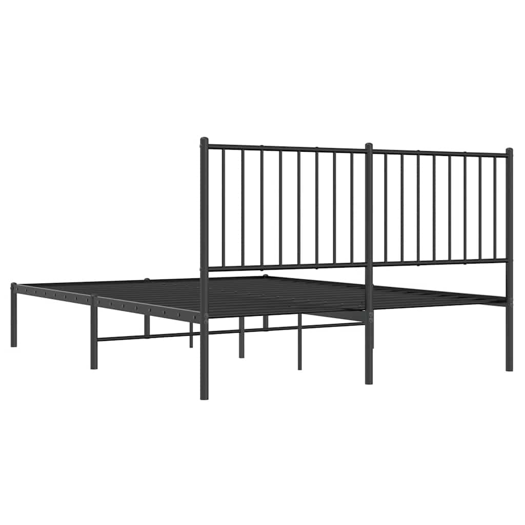 Metalni okvir za krevet s uzglavljem crni 135x190 cm