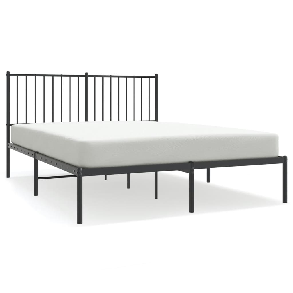 Metalni okvir za krevet s uzglavljem crni 140x190 cm