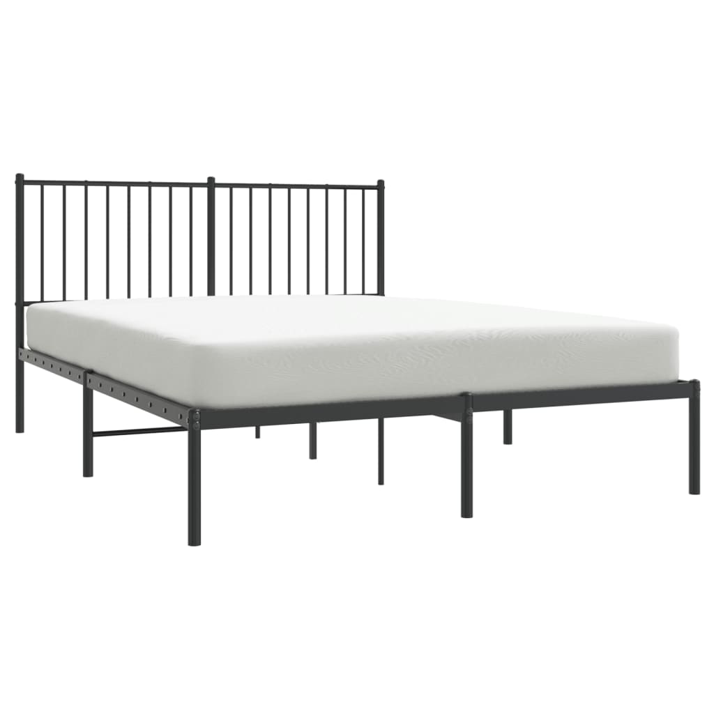 Metalni okvir za krevet s uzglavljem crni 140x190 cm
