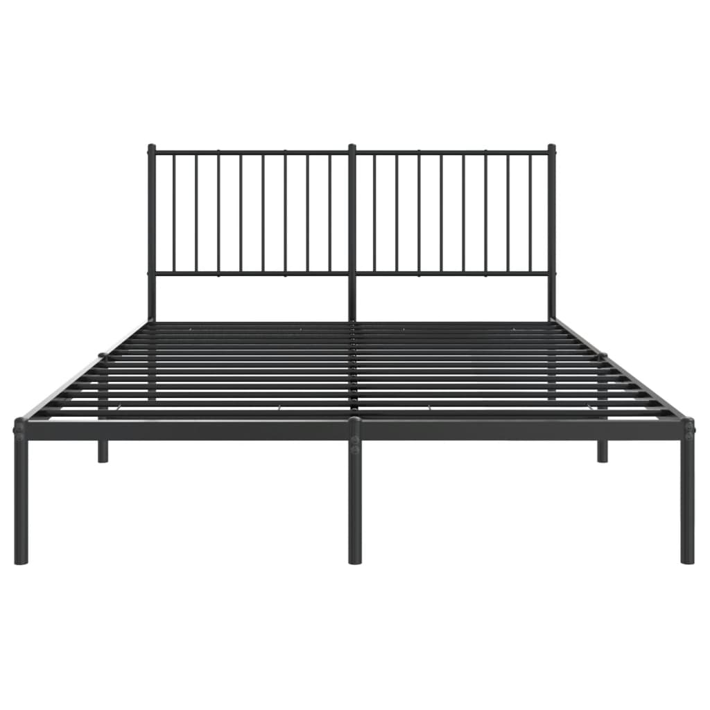 Metalni okvir za krevet s uzglavljem crni 140x190 cm