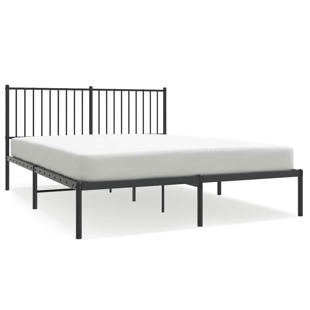 Metalni okvir za krevet s uzglavljem crni 150x200 cm