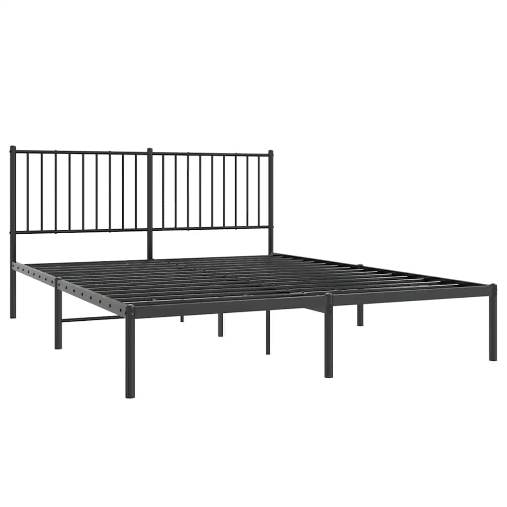 Metalni okvir za krevet s uzglavljem crni 150x200 cm
