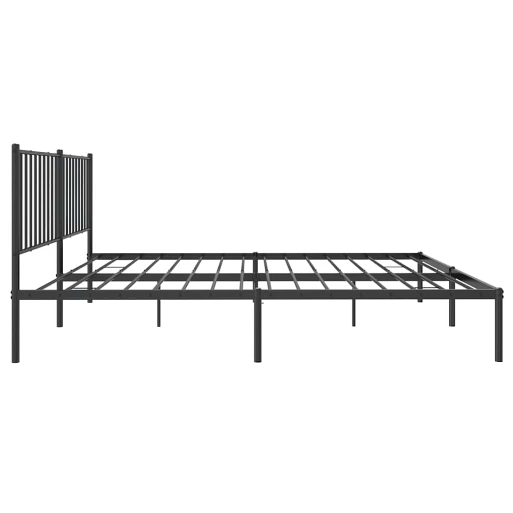 Metalni okvir za krevet s uzglavljem crni 150x200 cm