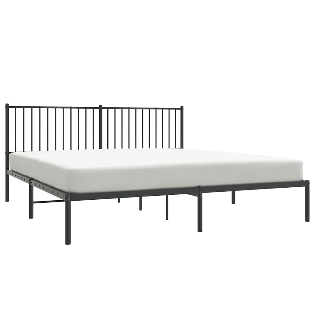 Metalni okvir za krevet s uzglavljem crni 180x200 cm