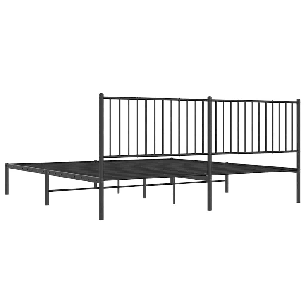 Metalni okvir za krevet s uzglavljem crni 193x203 cm