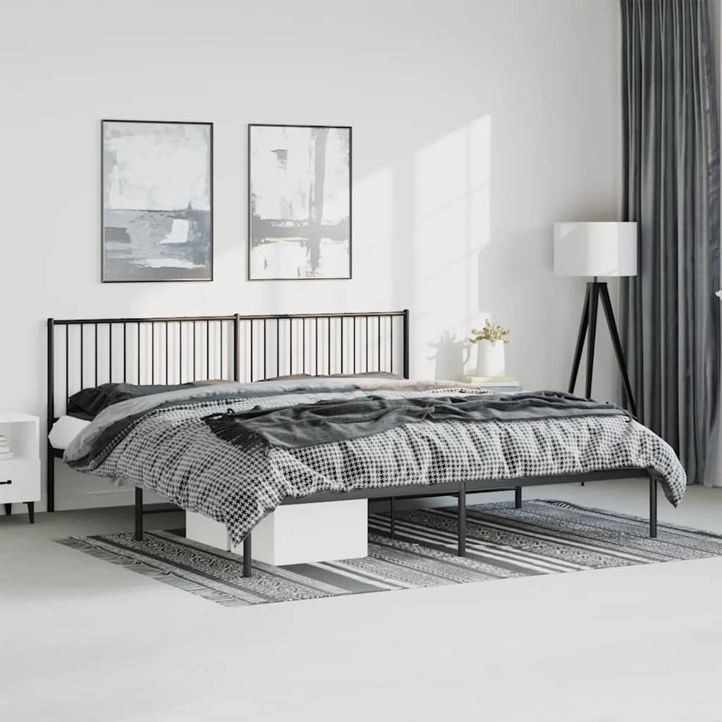 Metalni okvir za krevet s uzglavljem crni 193x203 cm