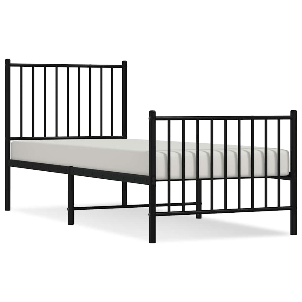 Metalni okvir kreveta uzglavlje i podnožje crni 80x200 cm