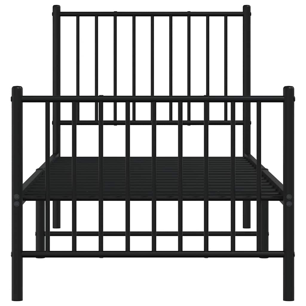 Metalni okvir kreveta uzglavlje i podnožje crni 80x200 cm