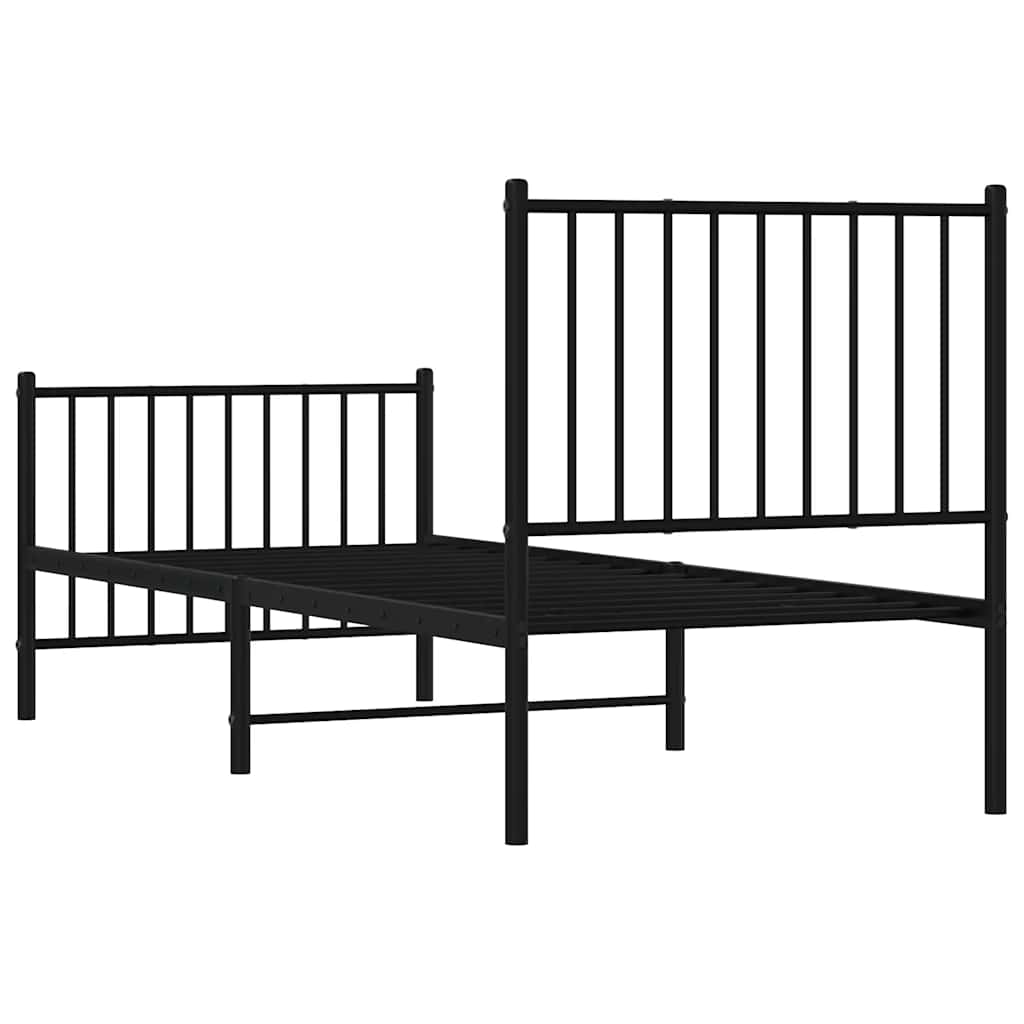 Metalni okvir kreveta uzglavlje i podnožje crni 80x200 cm