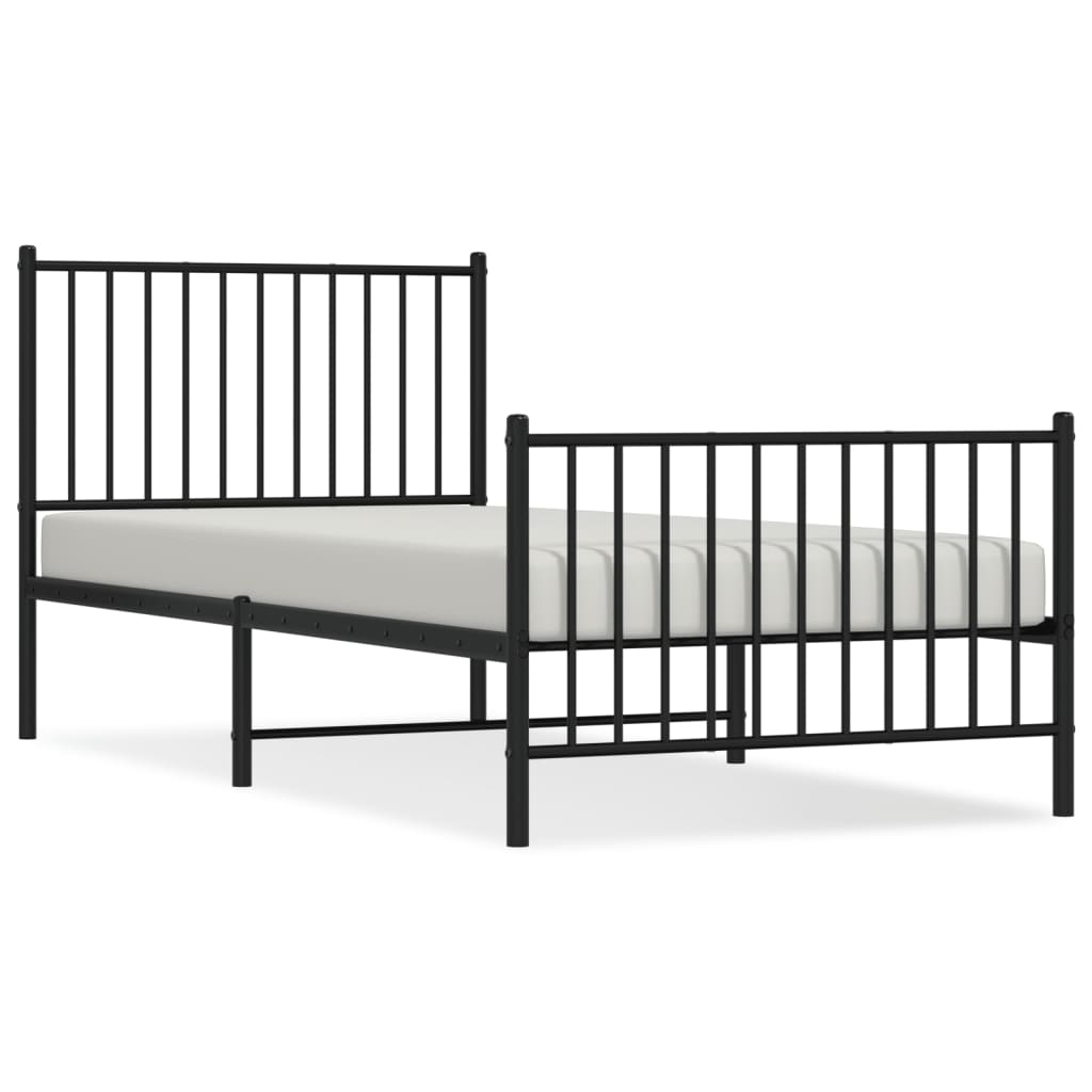 Metalni okvir kreveta uzglavlje i podnožje crni 90 x 200 cm