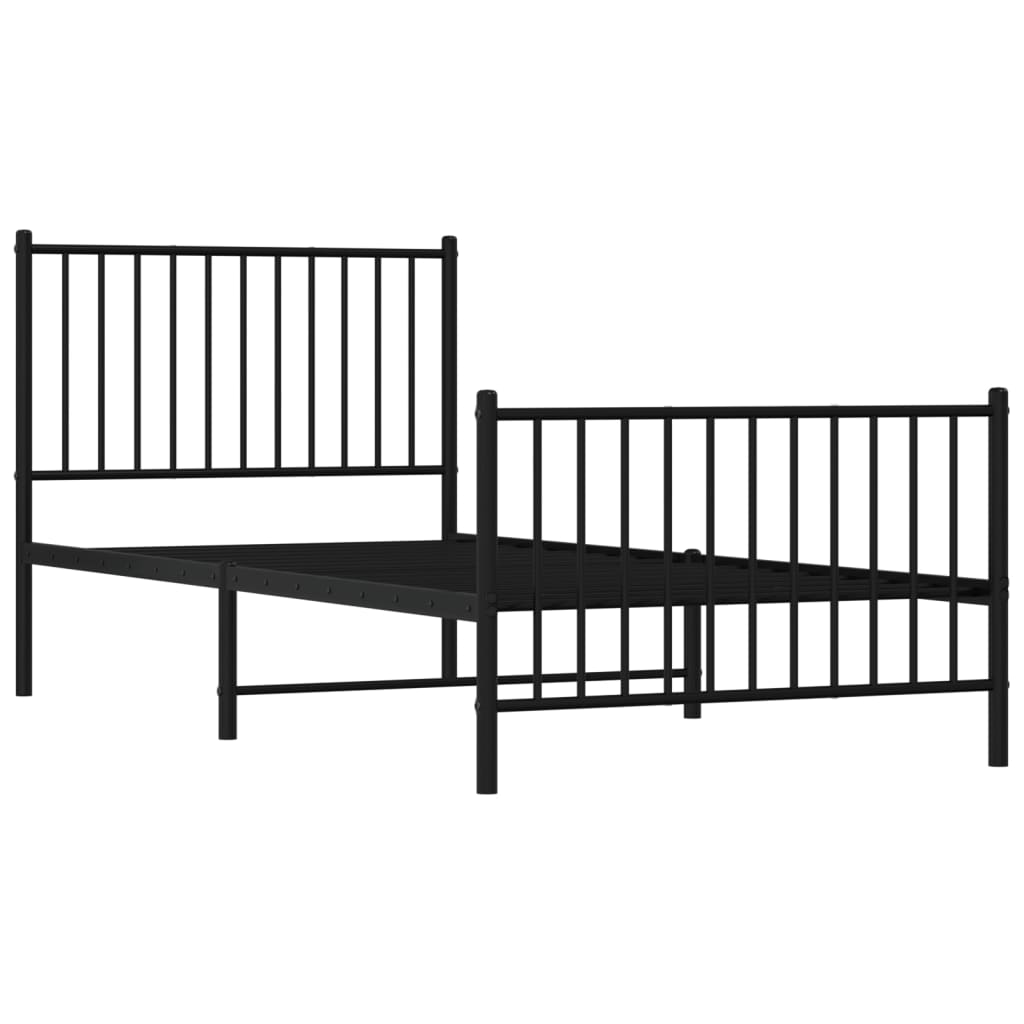 Metalni okvir kreveta uzglavlje i podnožje crni 90 x 200 cm