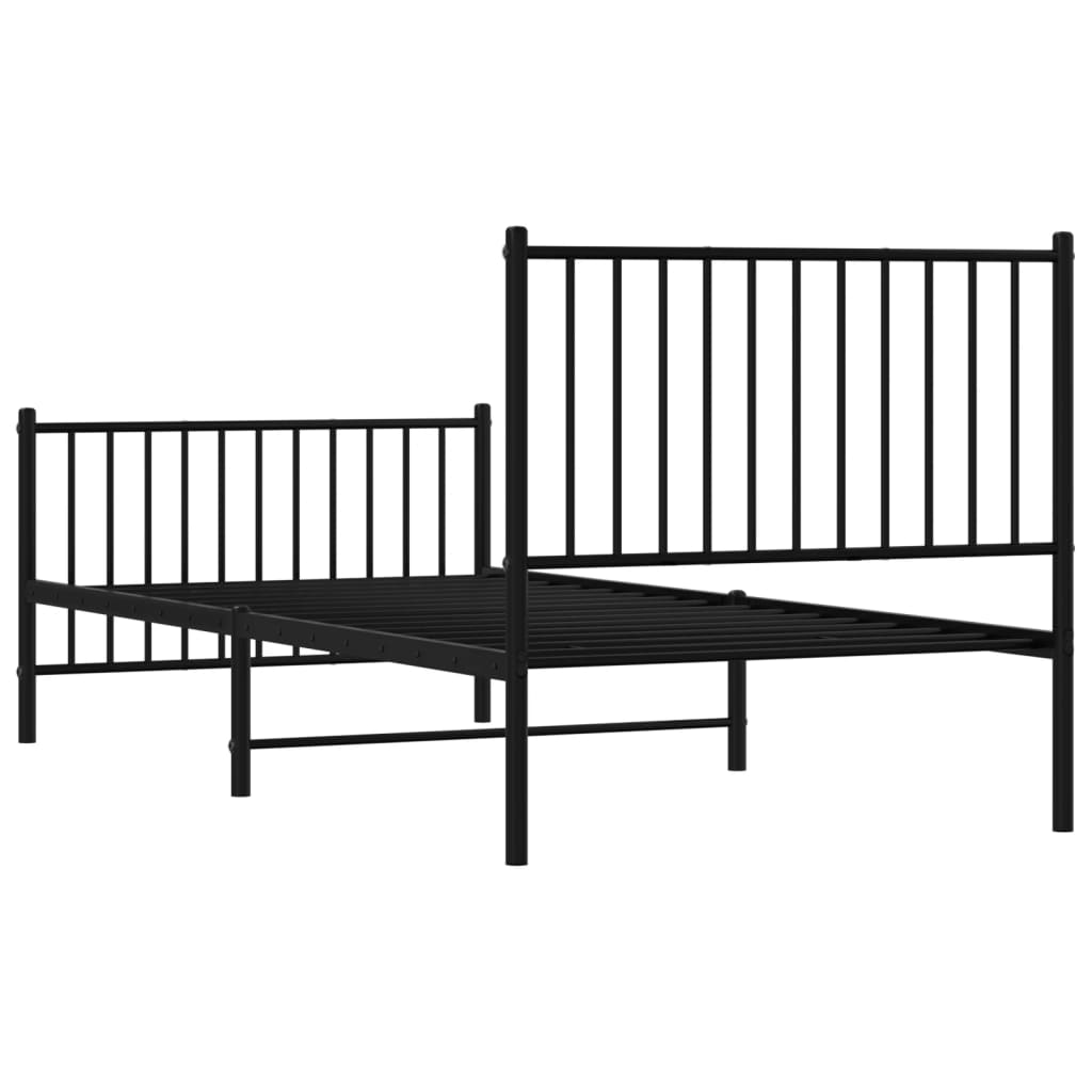 Metalni okvir kreveta uzglavlje i podnožje crni 90 x 200 cm