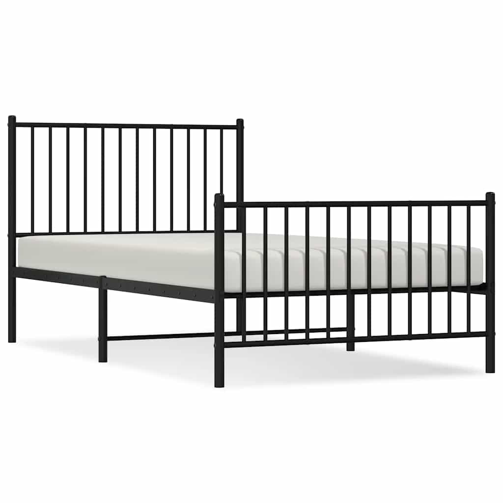 Metalni okvir kreveta uzglavlje i podnožje crni 100x190 cm