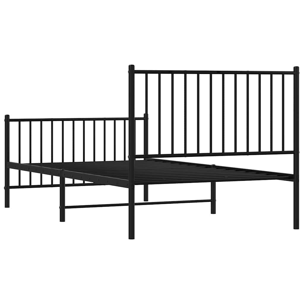 Metalni okvir kreveta uzglavlje i podnožje crni 100x190 cm