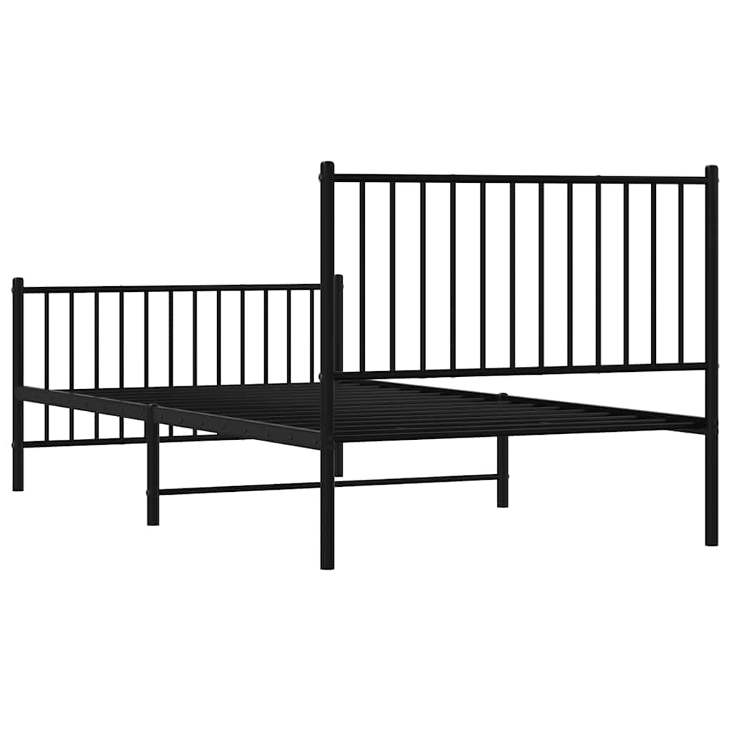Metalni okvir kreveta uzglavlje i podnožje crni 100x200 cm