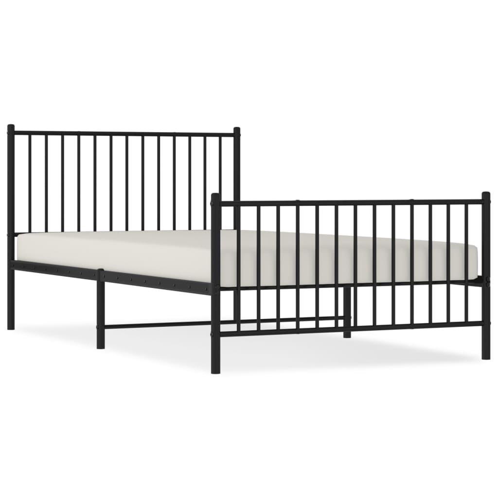 Metalni okvir kreveta uzglavlje i podnožje crni 107x203 cm