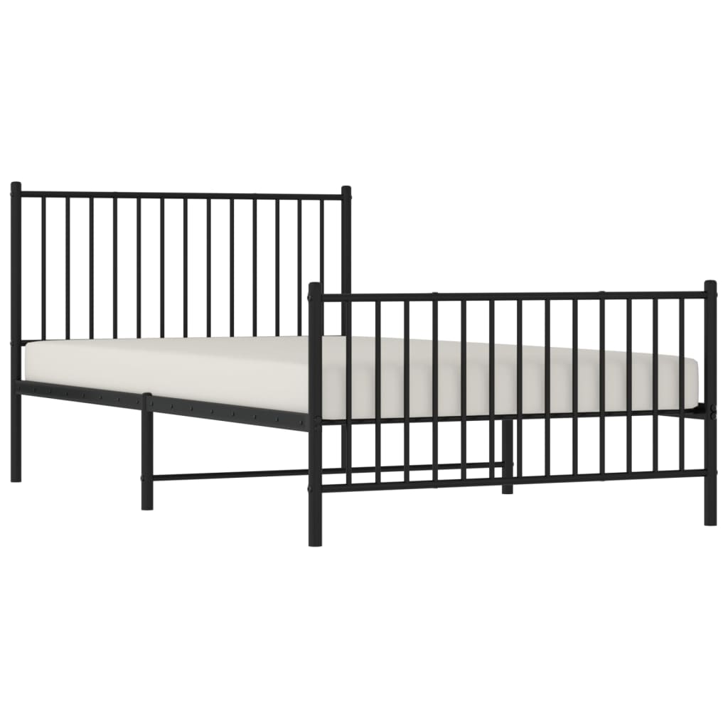 Metalni okvir kreveta uzglavlje i podnožje crni 107x203 cm