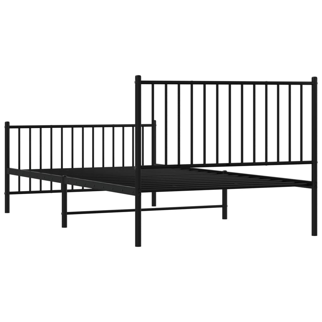 Metalni okvir kreveta uzglavlje i podnožje crni 107x203 cm