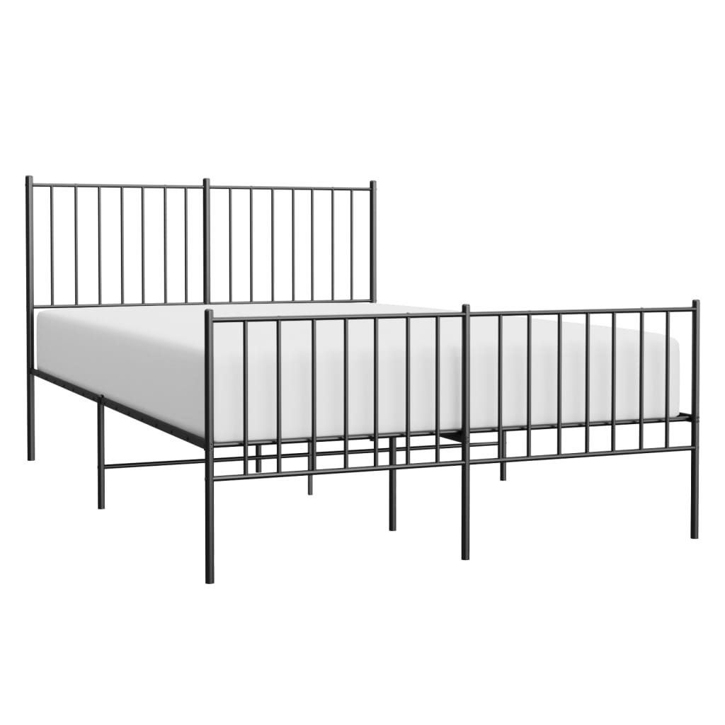 Metalni okvir kreveta uzglavlje i podnožje crni 120x190 cm