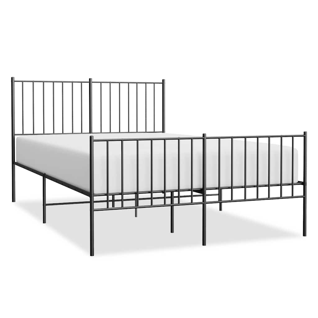 Metalni okvir kreveta uzglavlje i podnožje crni 120x200 cm