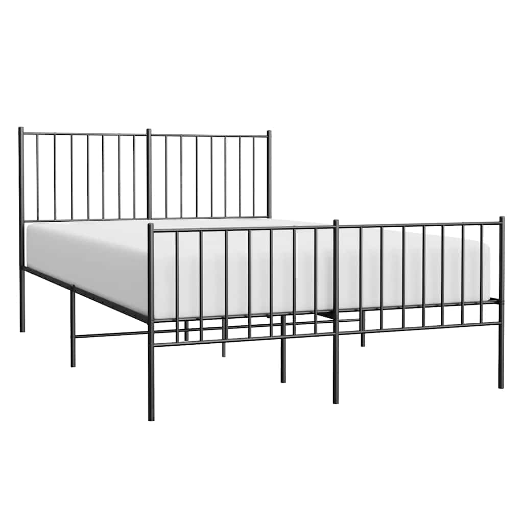 Metalni okvir kreveta uzglavlje i podnožje crni 120x200 cm