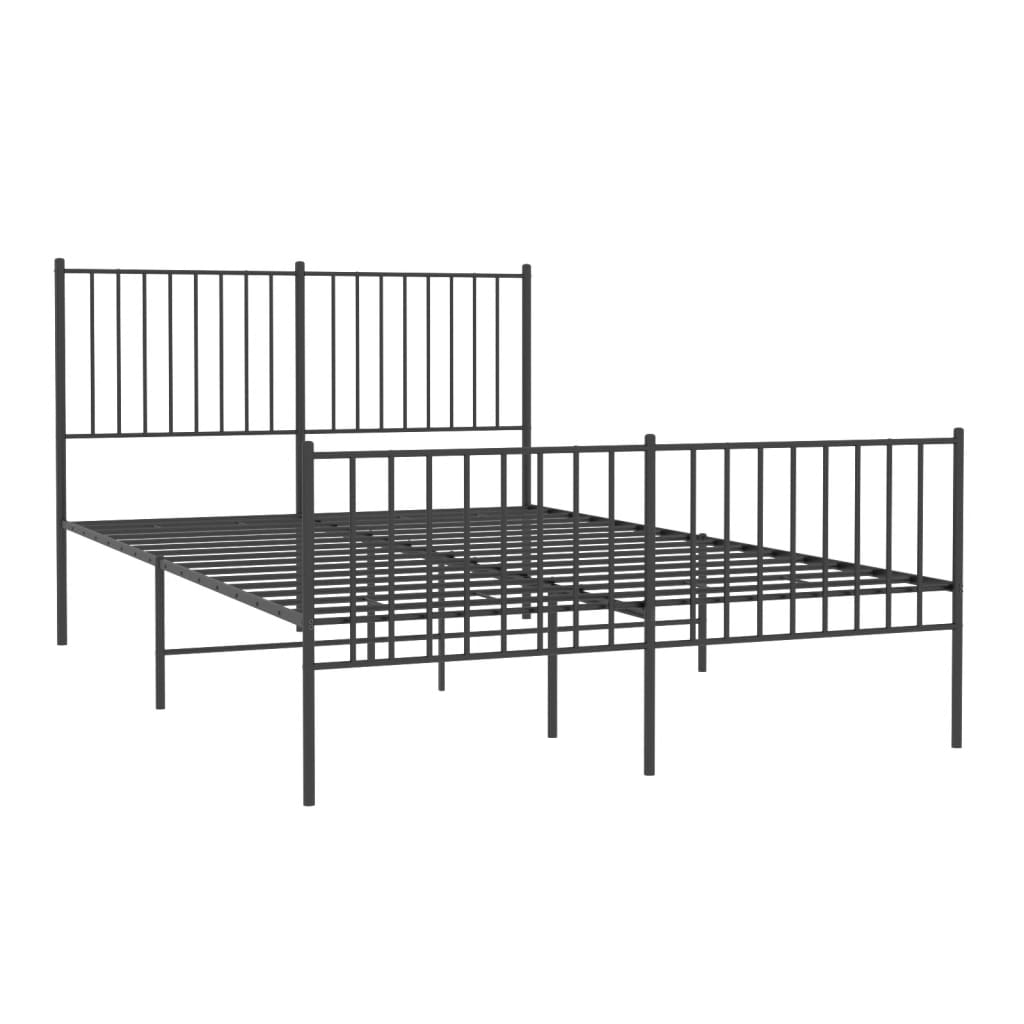 Metalni okvir kreveta uzglavlje i podnožje crni 140x190 cm