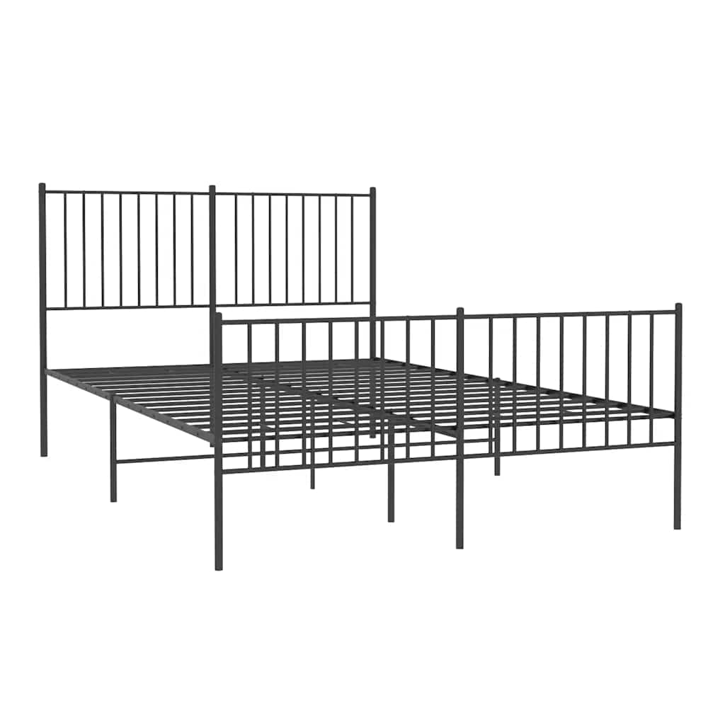 Metalni okvir kreveta uzglavlje i podnožje crni 140x200 cm