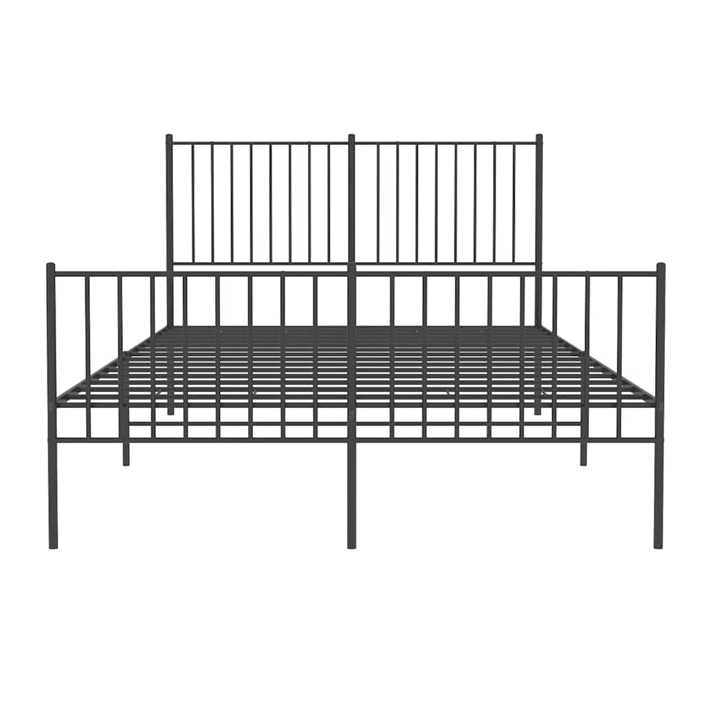 Metalni okvir kreveta uzglavlje i podnožje crni 140x200 cm