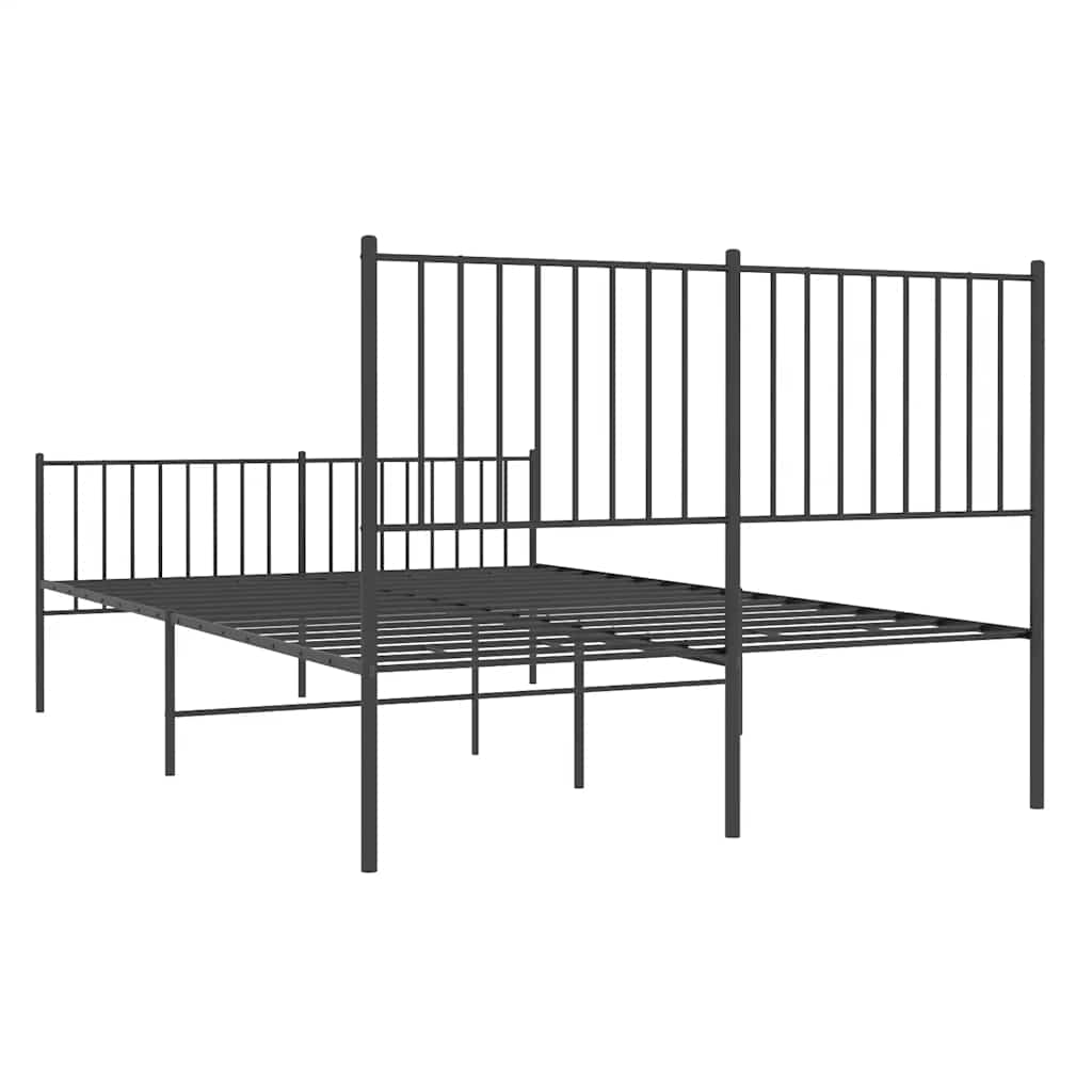 Metalni okvir kreveta uzglavlje i podnožje crni 140x200 cm