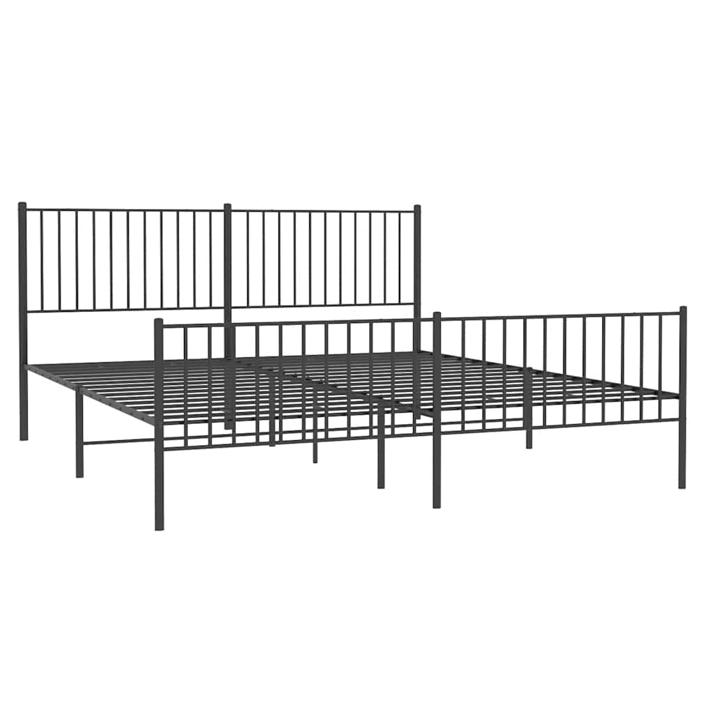 Metalni okvir kreveta uzglavlje i podnožje crni 183x213 cm