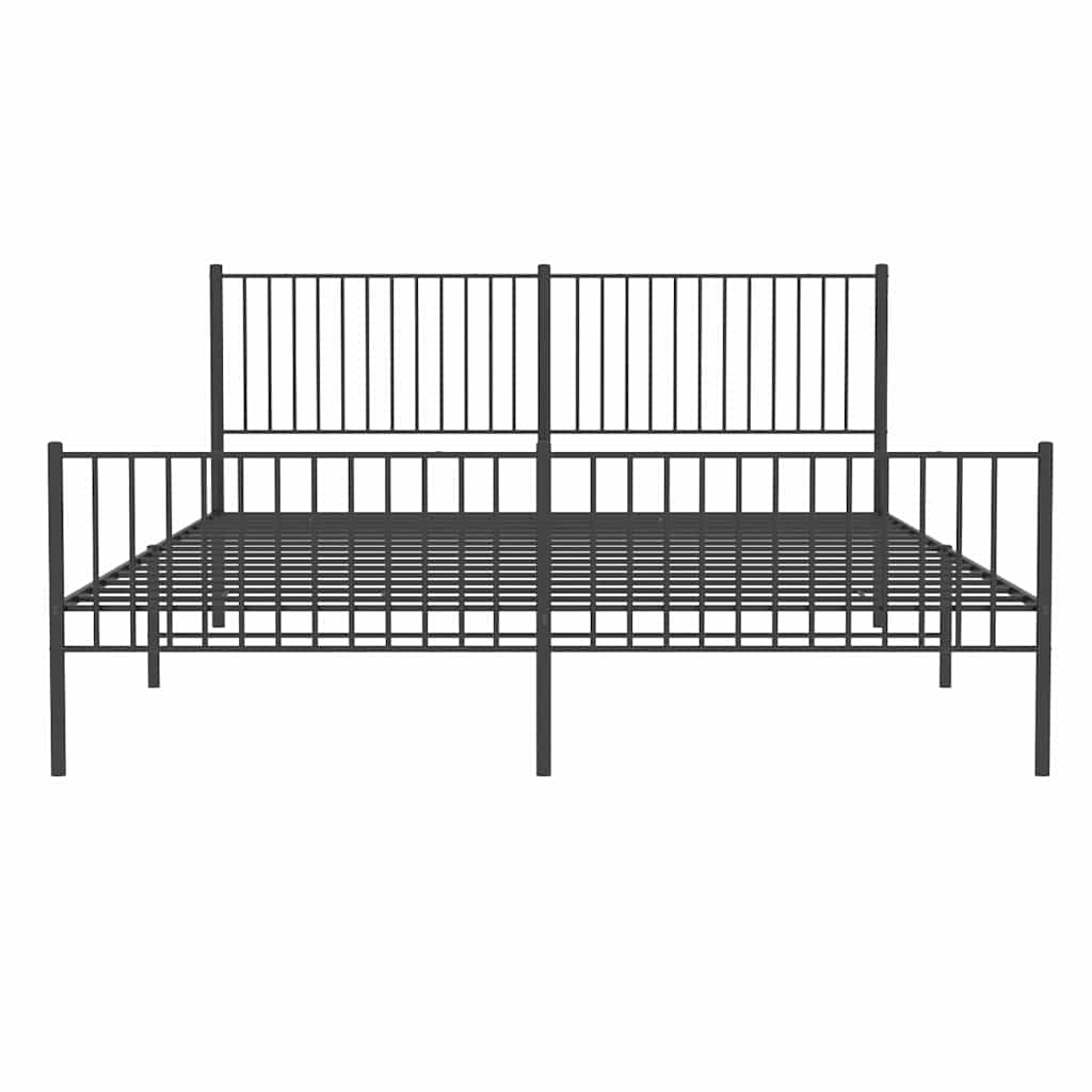 Metalni okvir kreveta uzglavlje i podnožje crni 193x203 cm