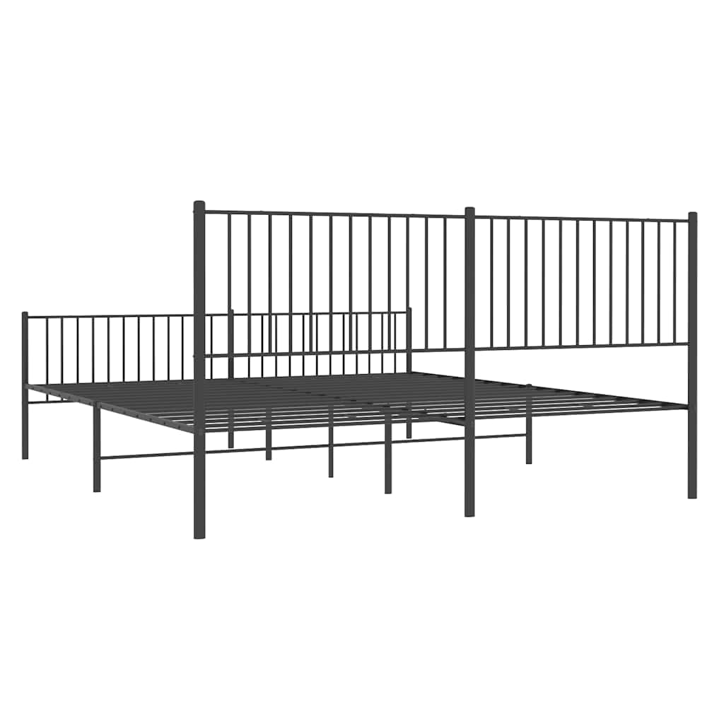 Metalni okvir kreveta uzglavlje i podnožje crni 193x203 cm