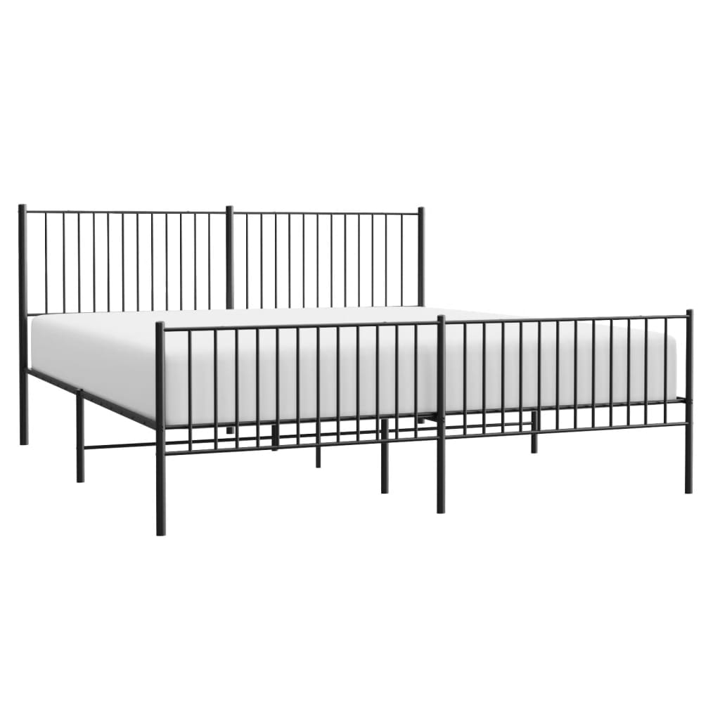 Metalni okvir kreveta uzglavlje i podnožje crni 200x200 cm