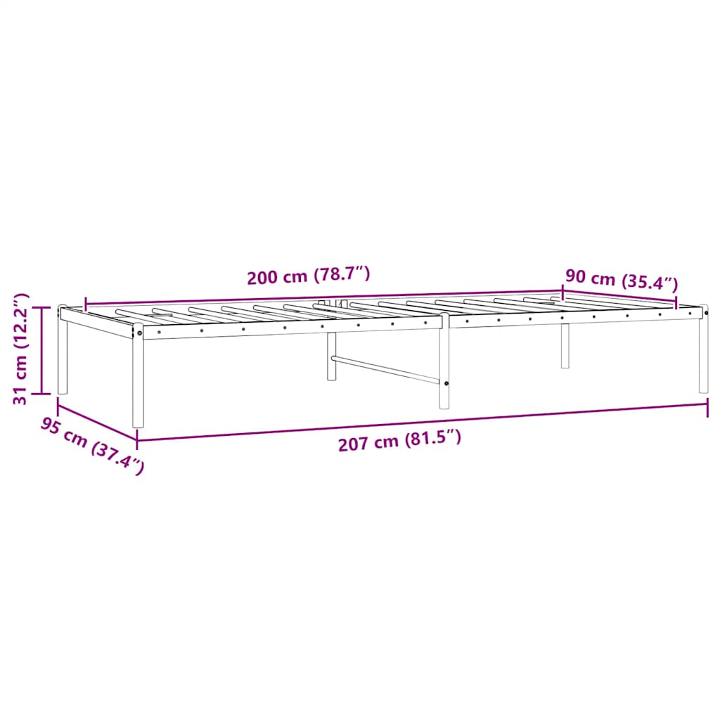 Metalni okvir za krevet bijeli 90x200 cm