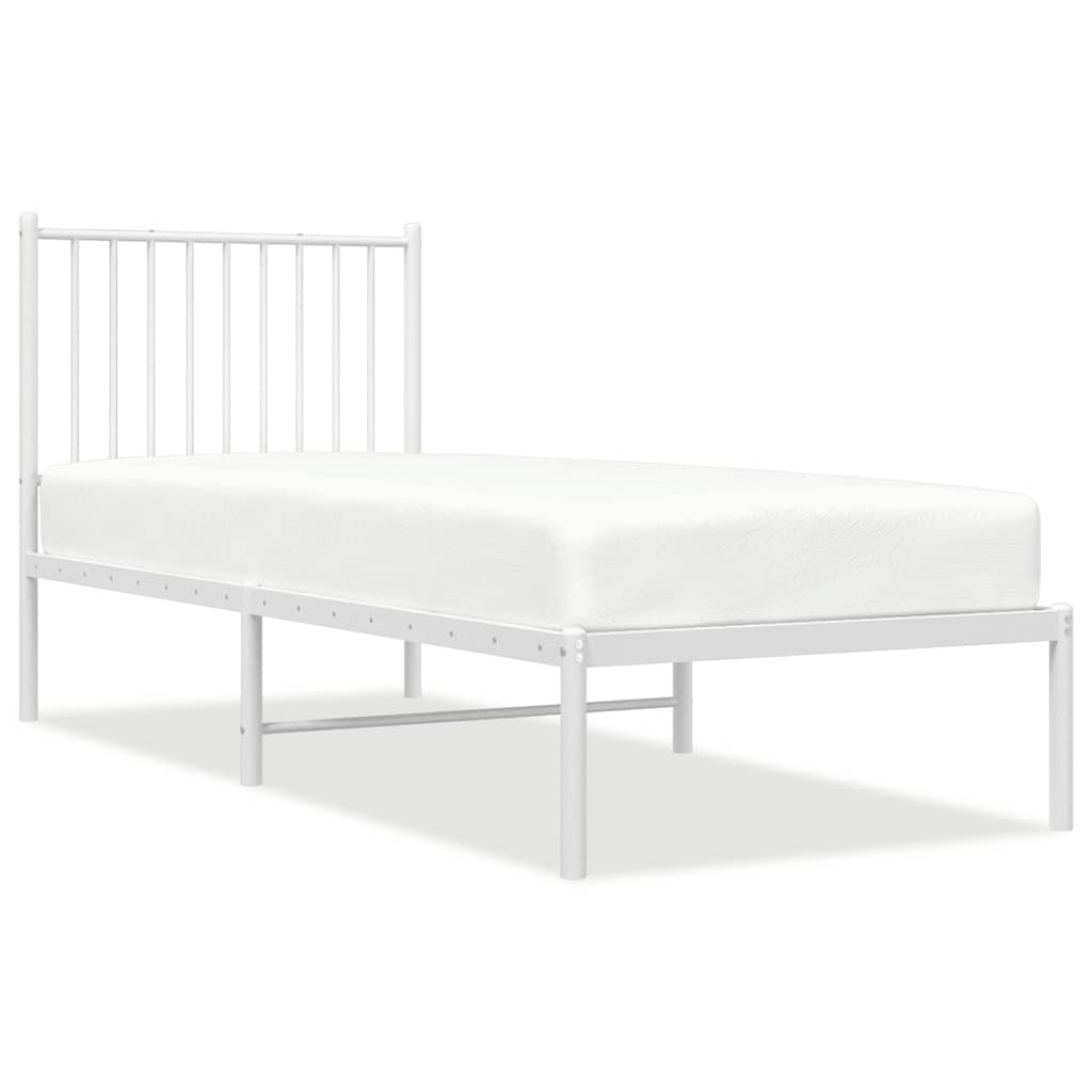 Metalni okvir krevet bez madraca s uzglavljem bijeli 75x190 cm