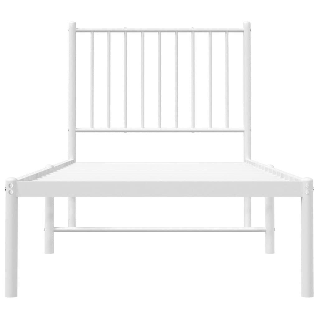 Metalni okvir krevet bez madraca s uzglavljem bijeli 75x190 cm