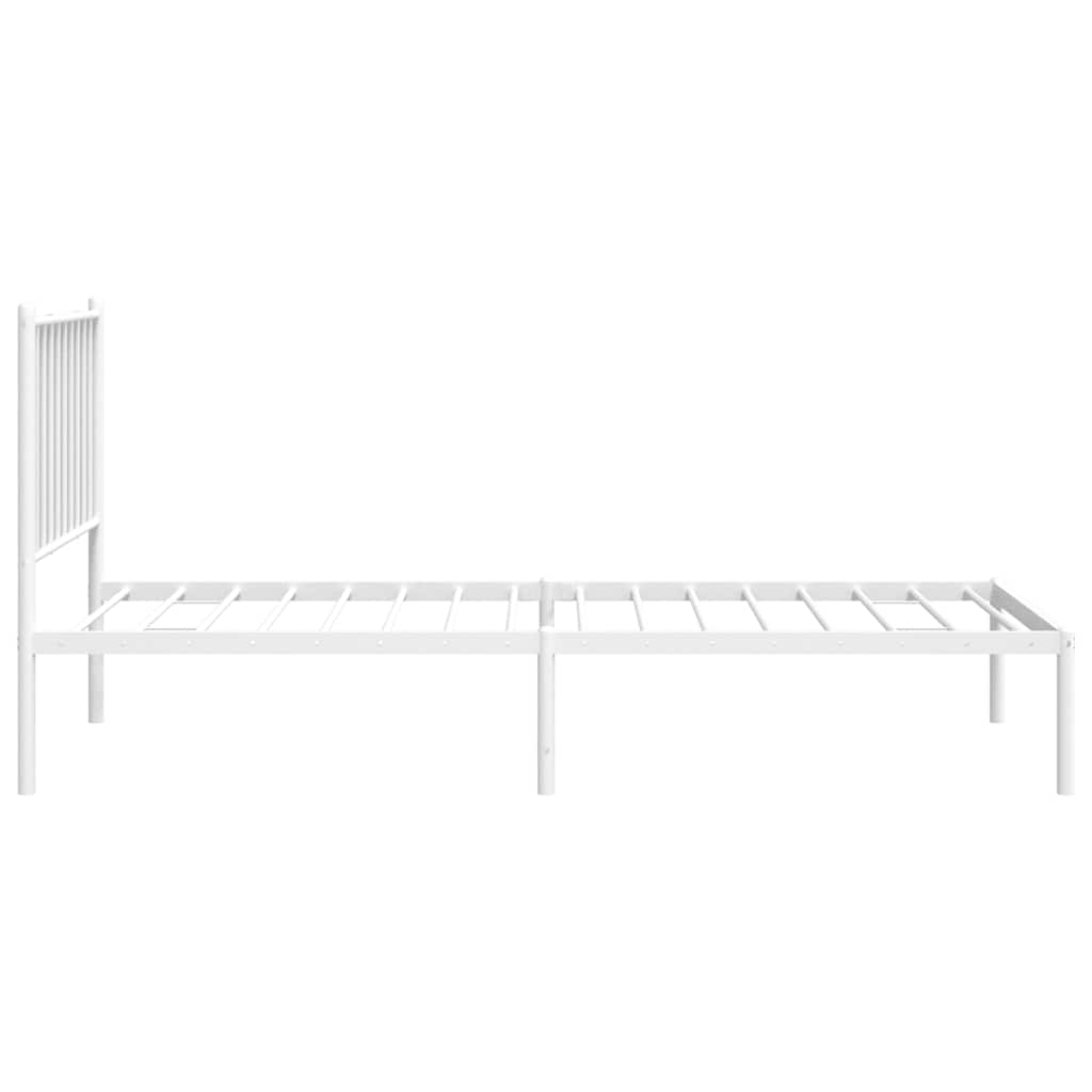 Metalni okvir krevet bez madraca s uzglavljem bijeli 75x190 cm