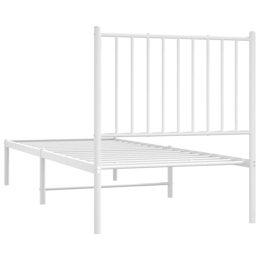 Metalni okvir krevet bez madraca s uzglavljem bijeli 75x190 cm