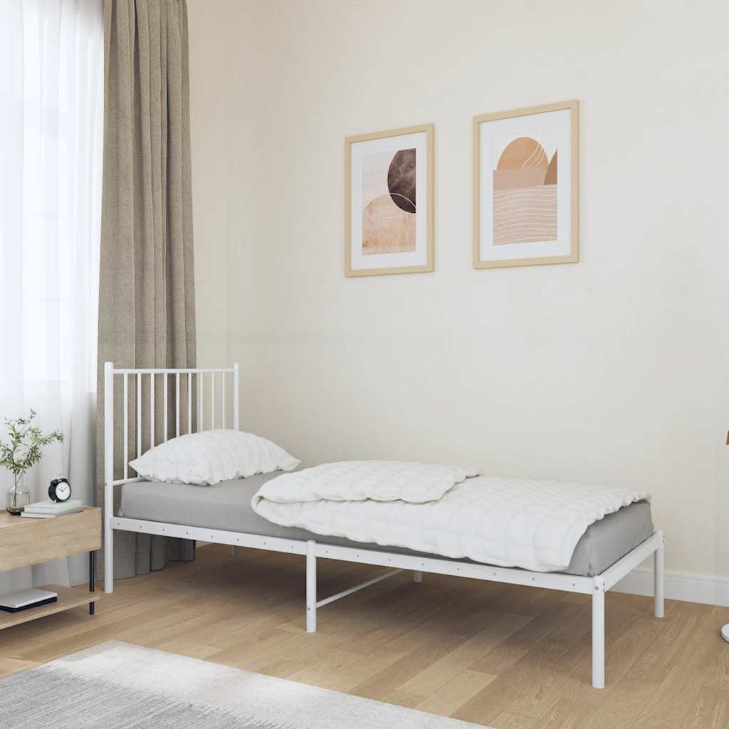 Metalni okvir krevet bez madraca s uzglavljem bijeli 75x190 cm
