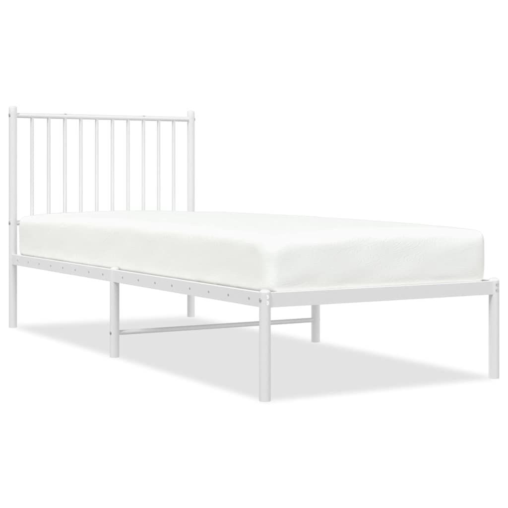 Metalni okvir za krevet s uzglavljem bijeli 80x200 cm