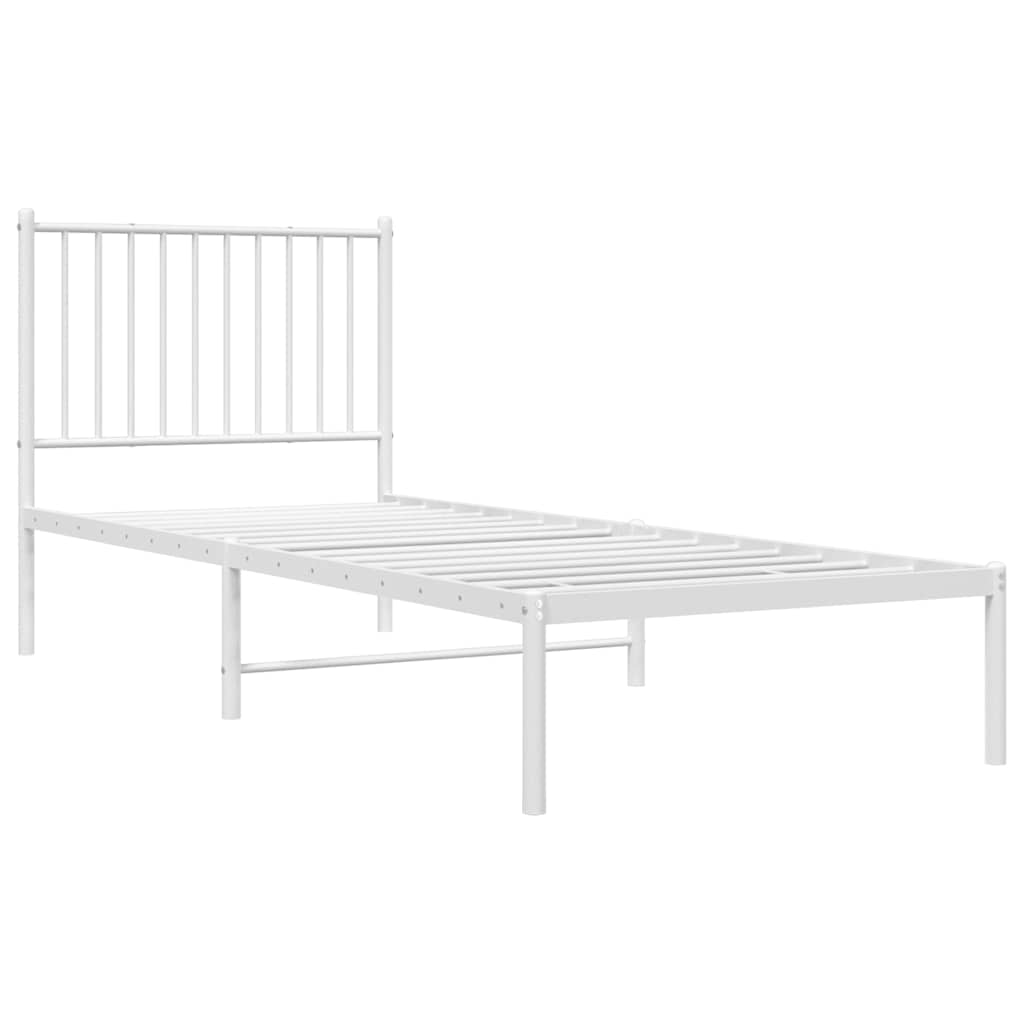 Metalni okvir za krevet s uzglavljem bijeli 80x200 cm