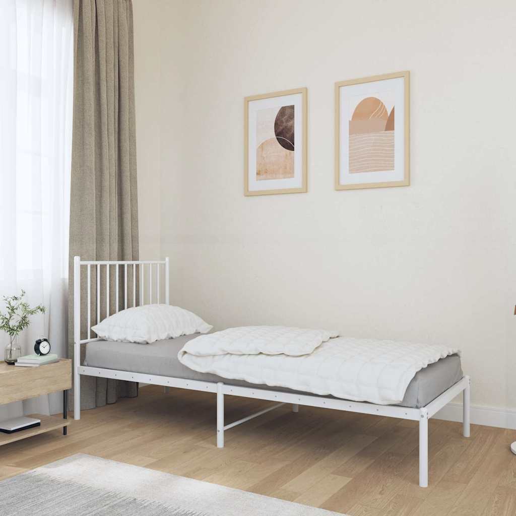 Metalni okvir za krevet s uzglavljem bijeli 80x200 cm