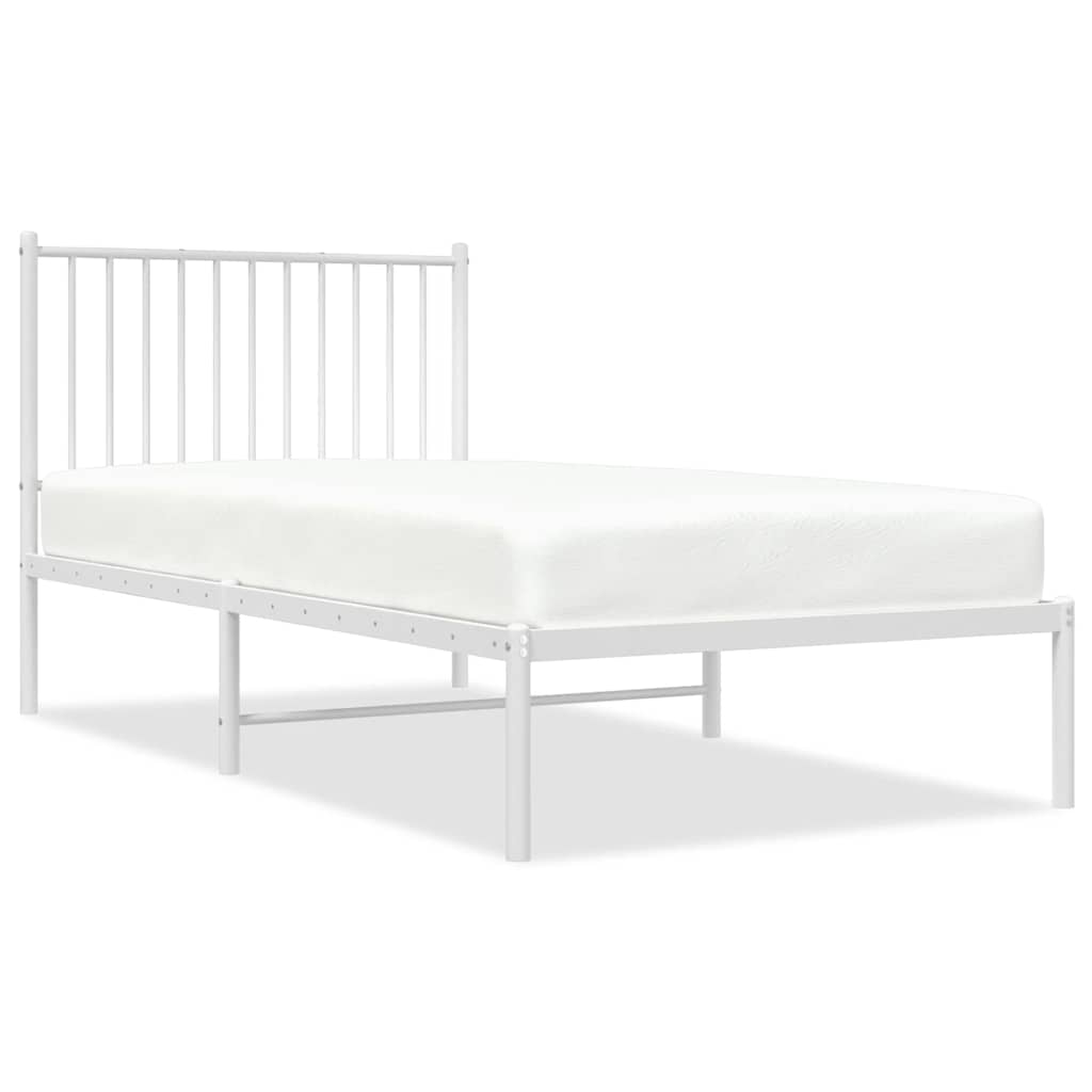 Metalni okvir za krevet s uzglavljem bijeli 90 x 190 cm