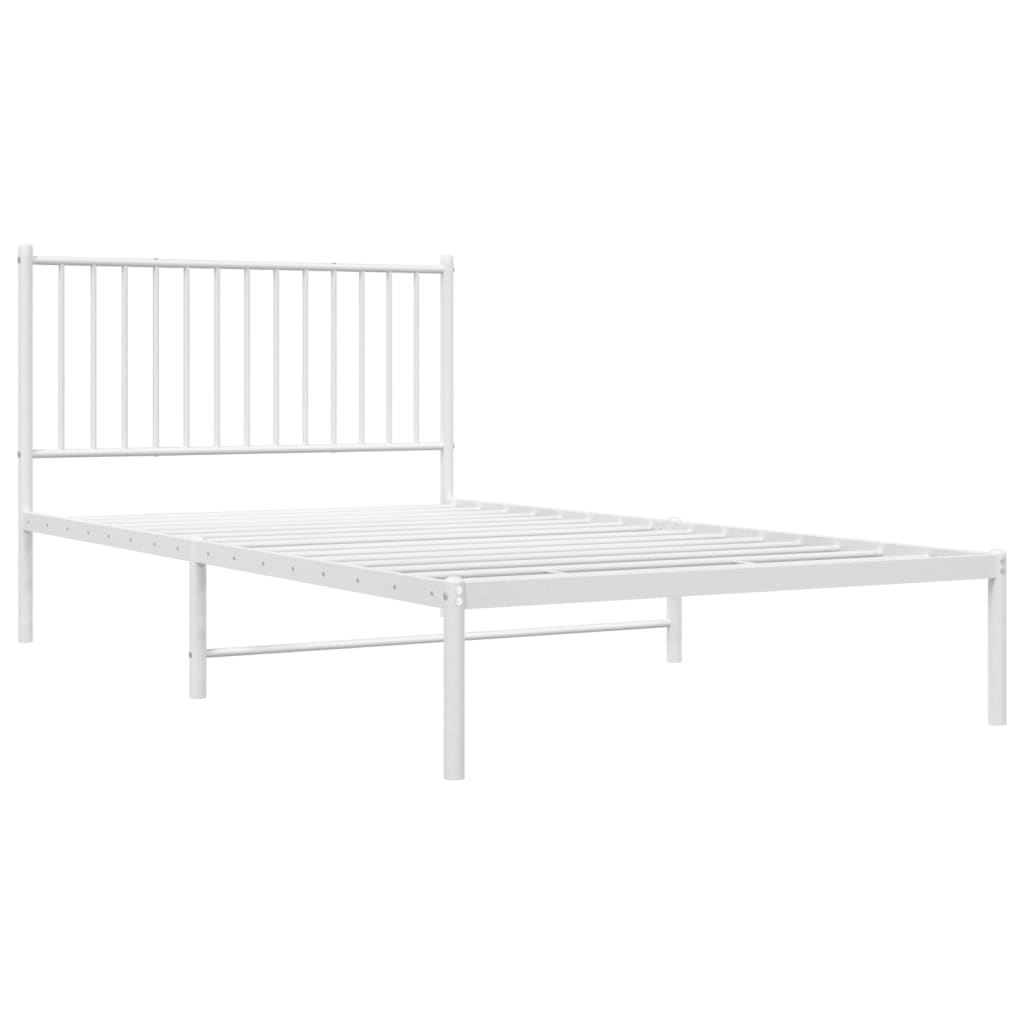 Metalni okvir za krevet s uzglavljem bijeli 107x203 cm